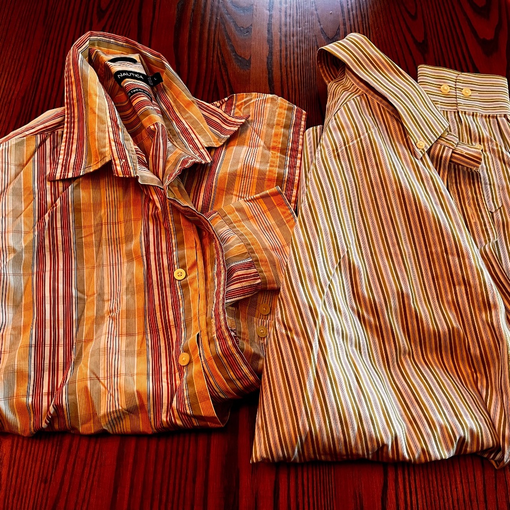 Two Mens Dress Shirts, Eddie Bauer and Nautica